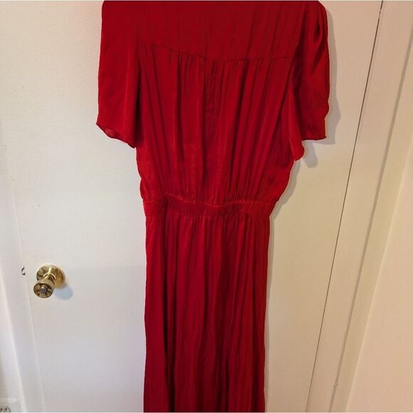 NWOT Zadig & Voltaire Ridge Satin Red Maxi Asymmetrical Dress Puff sz S - Picture 10 of 10